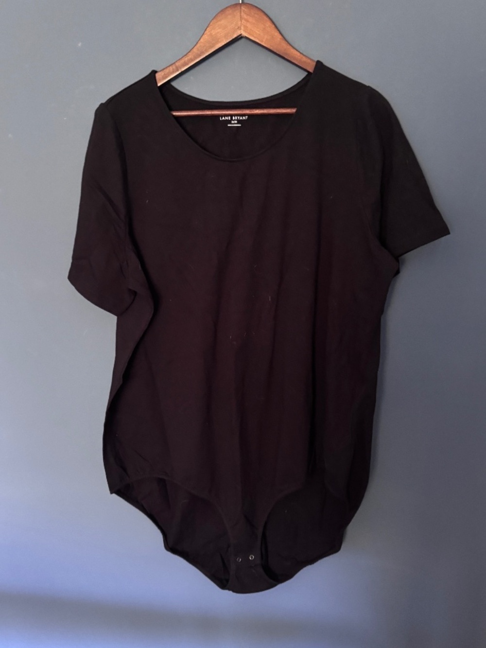 LANE BRYANT 96% COTTON BLACK BODYSUIT 26/28